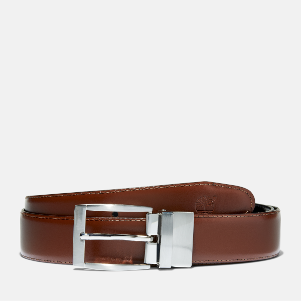 Timberland - Cinturón de cuero reversible para hombre en marrón claro