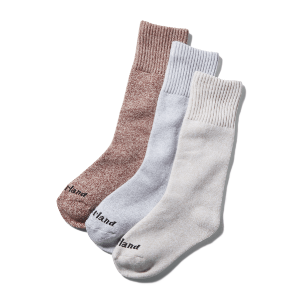 Timberland - Coffret de 3 paires de chaussettes pour femme en rose/bleu clair/bordeaux