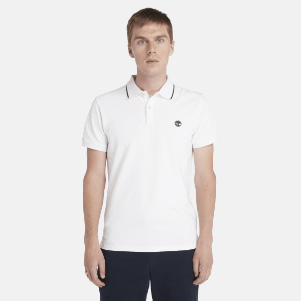 Timberland - Millers River Printed Neck Polo Shirt for Men in White