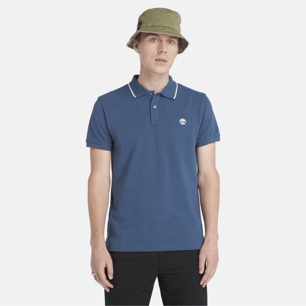Timberland - Millers River Print-Collar Polo Shirt for Men in Blue
