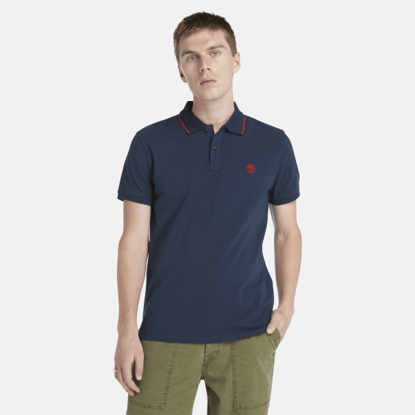 Timberland - Millers River Printed Neck Polo Shirt for Men in Dark Blue