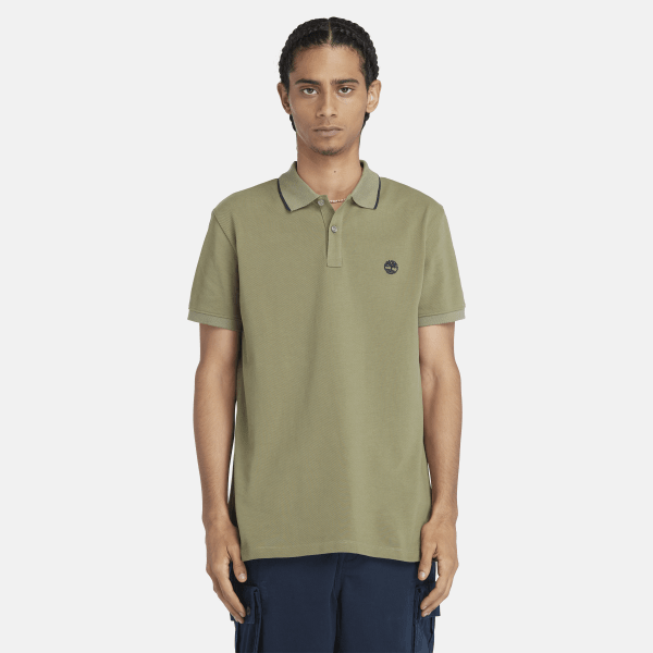 Timberland - Millers River Printed Neck Polo Shirt for Men in Green