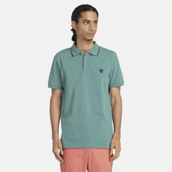 Timberland - Millers River Printed Neck Polo Shirt for Men in Sea Pine