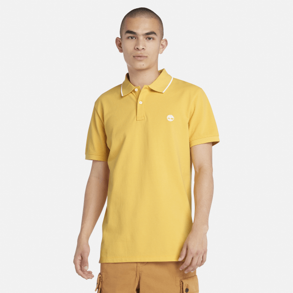 Timberland - Millers River Printed Neck Polo Shirt for Men in Light Yellow