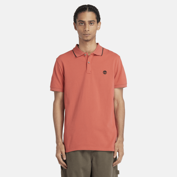 Timberland - Millers River Printed Neck Polo Shirt for Men in Orange
