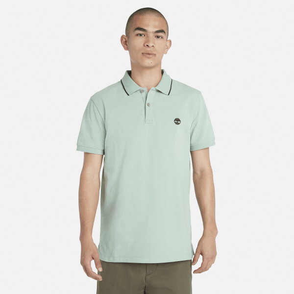 Timberland - Millers River Printed Neck Polo Shirt for Men in Light Green