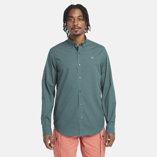 Timberland - Micro-gingham Popeline Overhemd voor heren in groenblauw