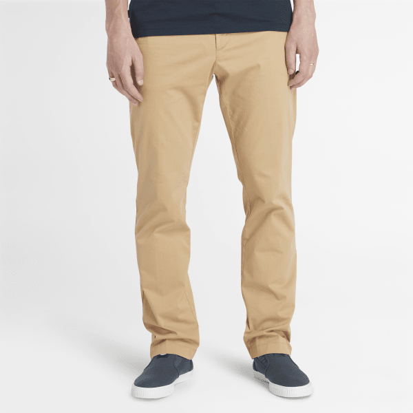 Timberland - Pantaloni Chino in Twill Elasticizzato da Uomo in marrone chiaro