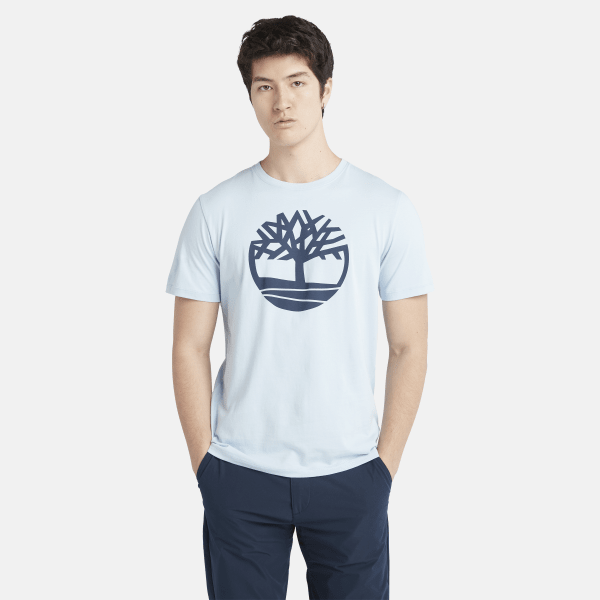 Timberland - T-shirt con Logo ad Albero Kennebec River da Uomo in blu chiaro