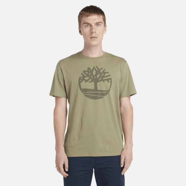 Timberland - T-shirt con Logo ad Albero Kennebec River da Uomo in verde chiaro