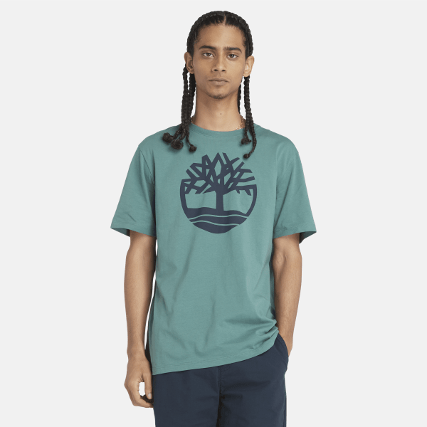 Timberland - T-shirt con Logo ad Albero Kennebec River da Uomo in verde acqua