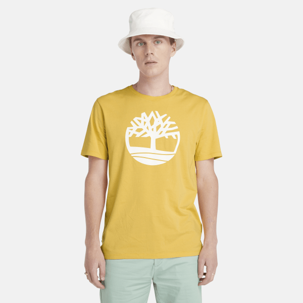 Timberland - T-shirt con Logo ad Albero Kennebec River da Uomo in giallo