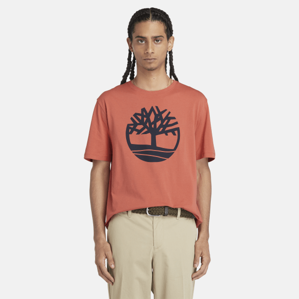 Timberland - T-shirt con Logo ad Albero Kennebec River da Uomo in arancione