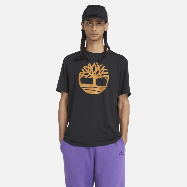Timberland - T-shirt con Logo ad Albero Kennebec River da Uomo in colore nero