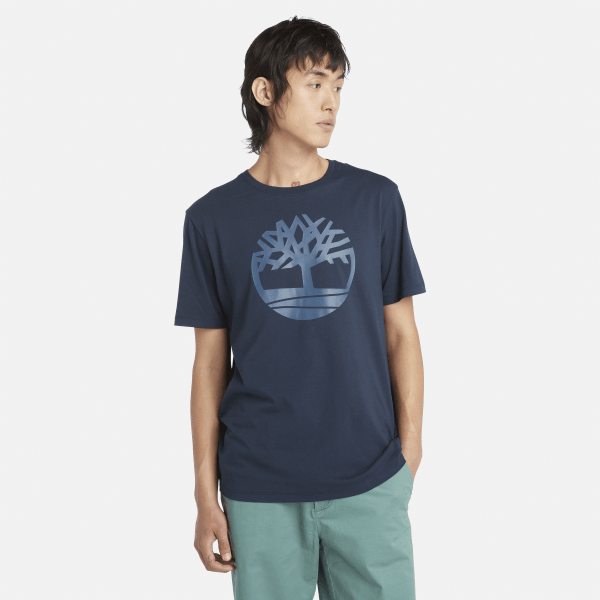 Timberland - T-shirt con Logo ad Albero Kennebec River da Uomo in blu scuro