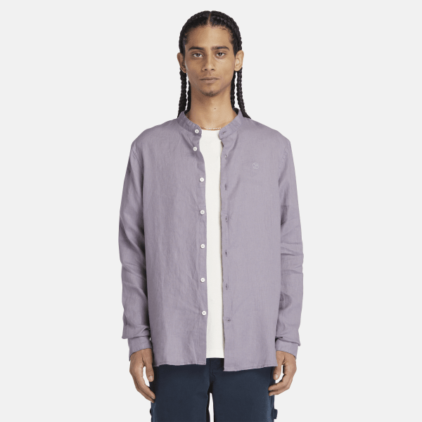 Timberland - Mill Brook Korean-collar Linen Shirt for Men in Purple
