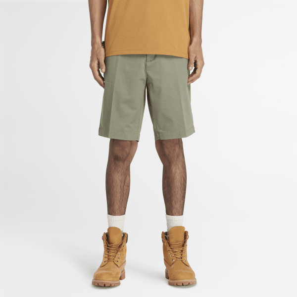 Timberland - Shorts Chino in Twill Elasticizzato da Uomo in verde chiaro