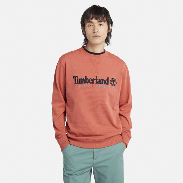 Timberland - Est. 1973 Logo Crewneck Sweatshirt for Men in Orange