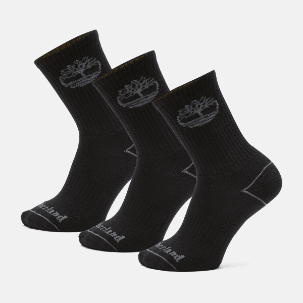 Timberland - All Gender 3 Pack Bowden Crew Socks in Black