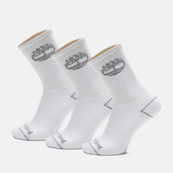 Timberland - 3 Pair Pack Bowden Crew Socks in White