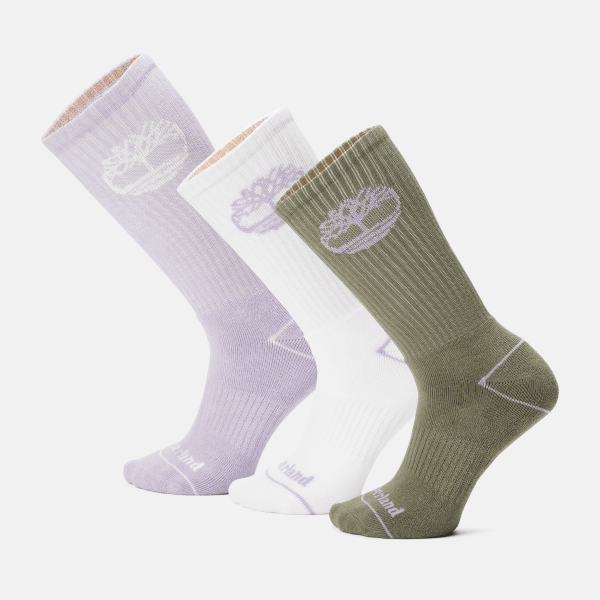 Timberland - All Gender 3 Pack Bowden Crew Socks in Purple