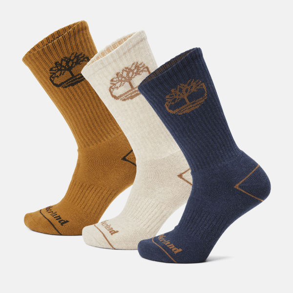 Timberland - All Gender 3 Pack Bowden Crew Socks in Blue