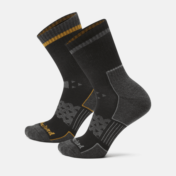 Timberland - Lot de 2 paires de chaussettes mi-mollet CoolMax semi-rembourrées en noir