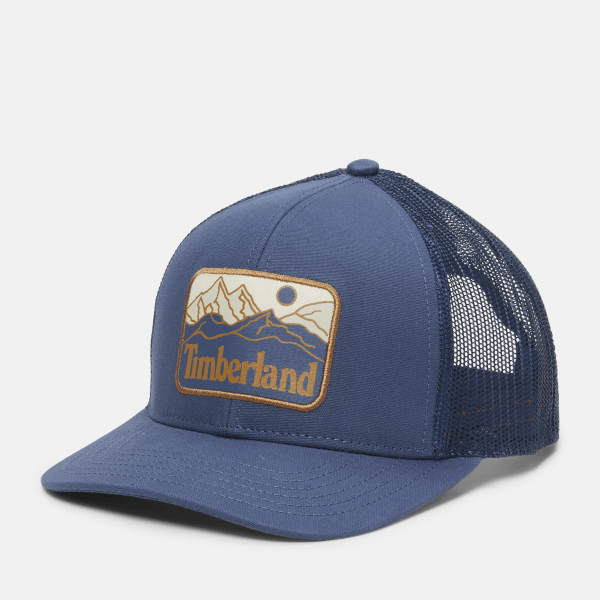 Timberland - Cappellino Trucker con Applicazione Mountain Line da Uomo in blu scuro