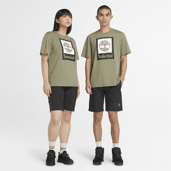 Timberland - All Gender Logo Stack T-Shirt in Green