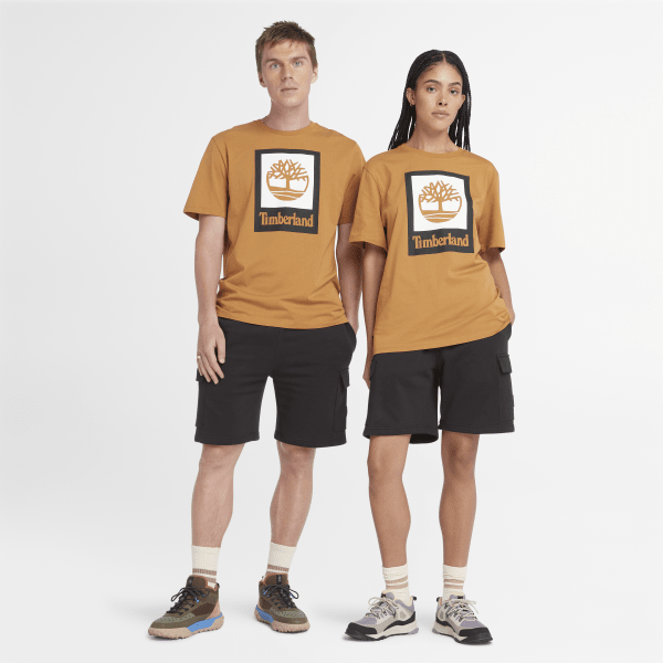 Timberland - All Gender Logo Stack T-Shirt in Gelb/Schwarz