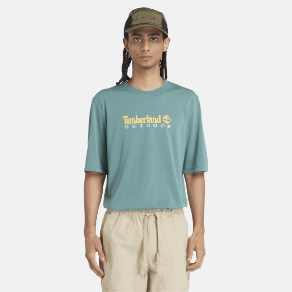 Timberland - T-shirt Anti-UV con Stampa da Uomo in verde scuro