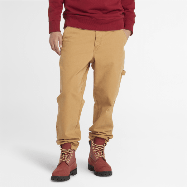 Timberland - Pantaloni Carpenter Elasticizzati in Tela Effetto Lavato da Uomo in giallo