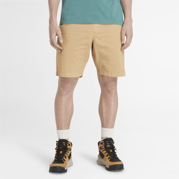 Timberland - Pantalón corto de popelina teñido en prenda para hombre en amarillo