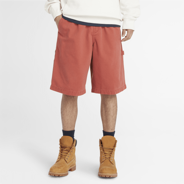 Timberland - Pantalones cortos de estilo carpintero y sarga gruesa para hombre en rojo