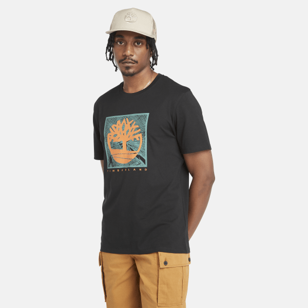Timberland T-shirt Com Gráfico À Frente Para Homem Em Preto Preto