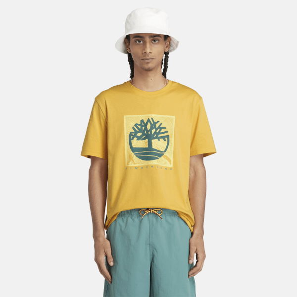 Timberland - T-shirt à motif sur le devant pour homme en jaune