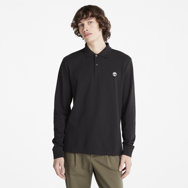 Timberland - Millers River Long-Sleeve Pique Polo Shirt for Men in Black