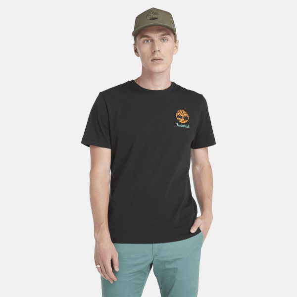 Timberland T-shirt Com Gráfico Nas Costas Para Homem Em Preto Preto