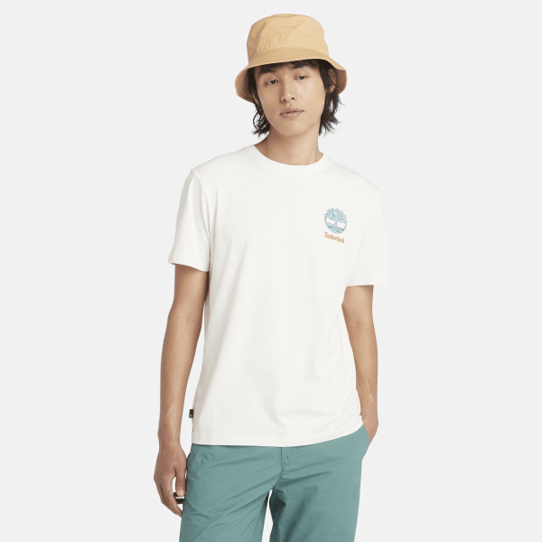 Timberland - T-shirt à motif dans le dos pour homme en blanc