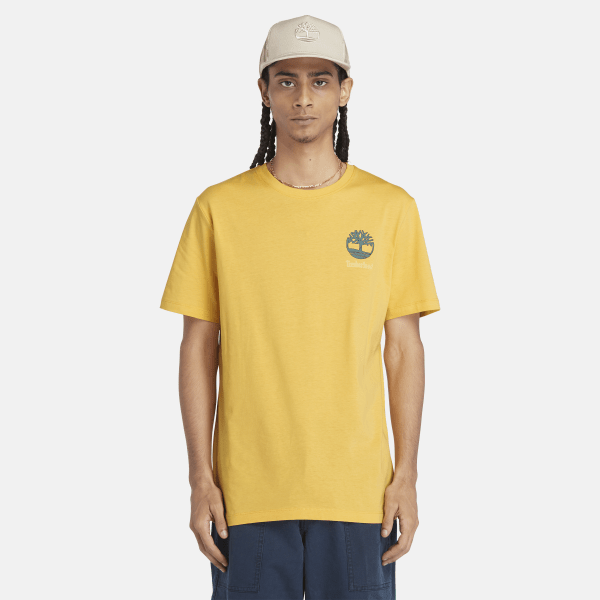 Timberland T-shirt Com Gráfico Nas Costas Para Homem Em Amarelo Amarelo