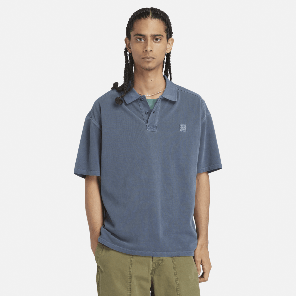 Timberland - Stückgefärbtes Popeline-Polohemd für Herren in Navyblau