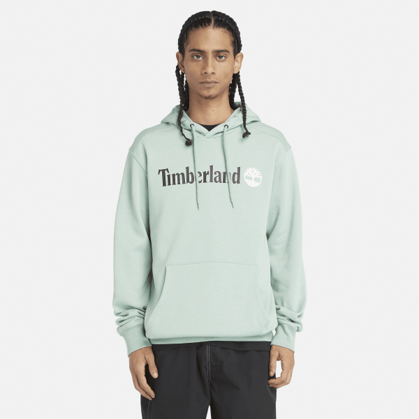 Timberland - Felpa con Cappuccio e Logo Lineare da Uomo in verde pastello