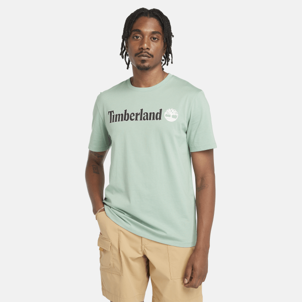 Timberland - T-shirt con Logo Lineare da Uomo in verde chiaro