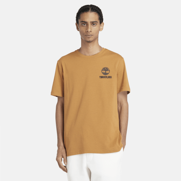 Timberland T-shirt Gráfica Para Homem Em Amarelo-escuro Amarelo