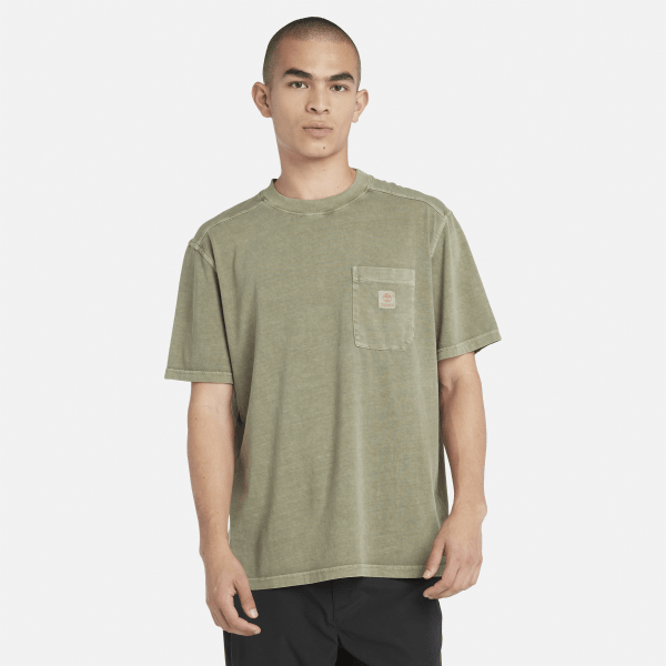 Timberland - T-shirt con Tasca sul Petto Merrymack River da Uomo in verde
