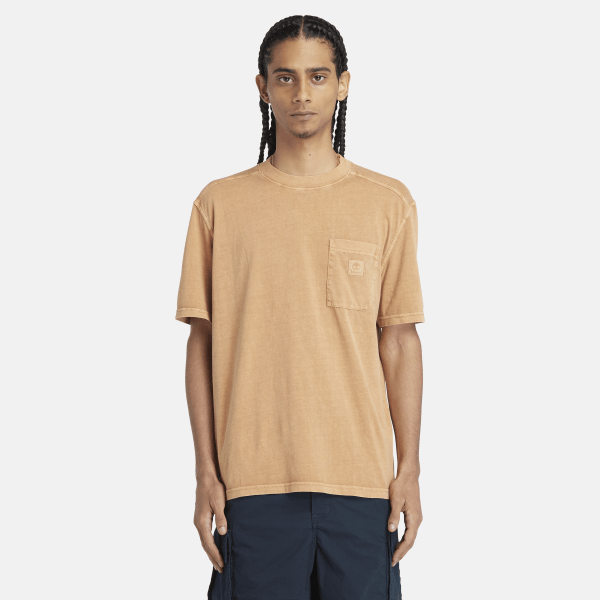 Timberland - T-shirt con Tasca sul Petto Merrymack River da Uomo in giallo scuro
