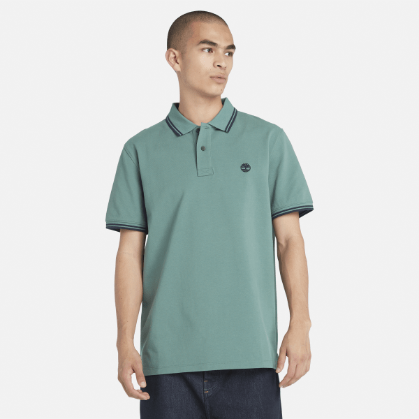 Timberland - Tipped Piqué Poloshirt voor heren in groenblauw