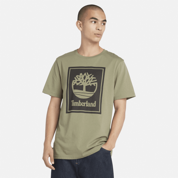 Timberland - T-shirt Block Logo da Uomo in verde