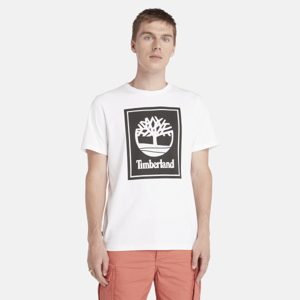 Timberland - T-shirt Block Logo da Uomo in bianco