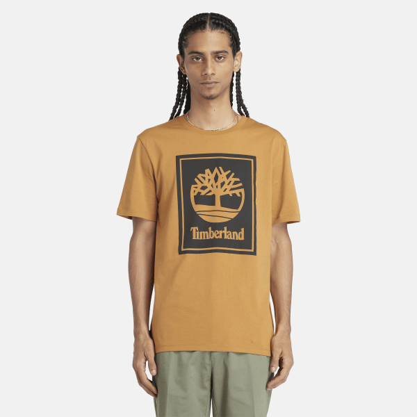 Timberland - T-shirt Block Logo da Uomo in giallo scuro